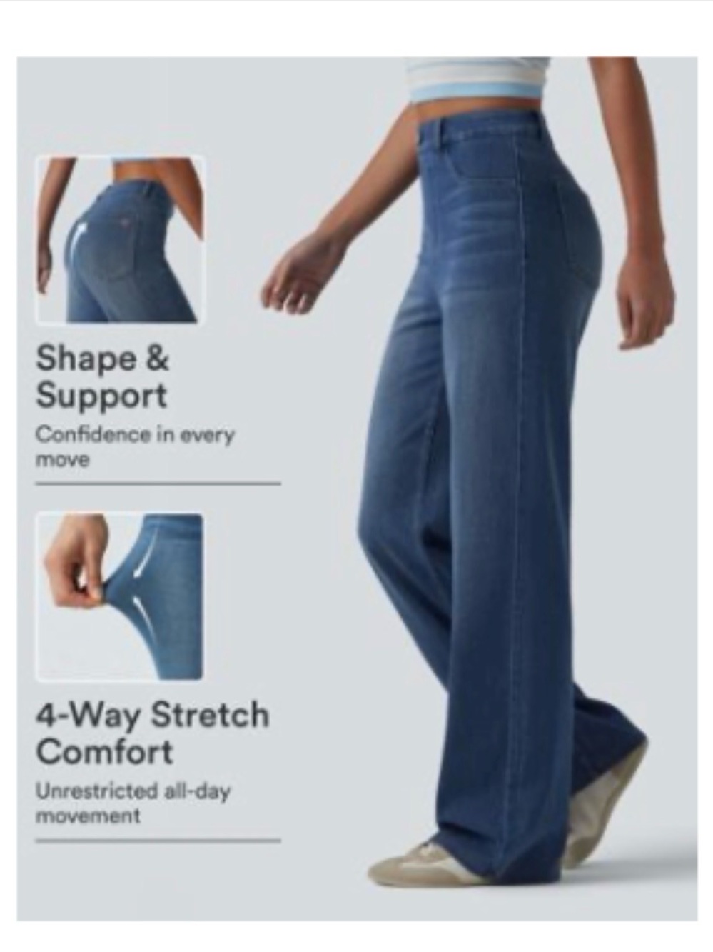 HALARA High-Rise Wide-Leg Jeans in Denim Blue